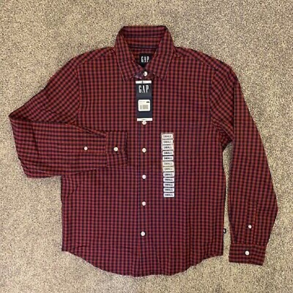 NWT GAP Men’s Long Sleeve Poplin Button Up Stretch Plaid Shirt - Picture 2 of 6